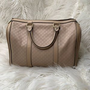 Tan, Gucci Boston Bag.